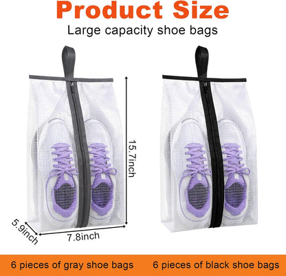 12 Pcs Shoe Bags for Travel, Waterproof Travel Shoe Bag with Zipper & Handle Portable Shoe Storage Bag Portable Boots Organizer for Men Women