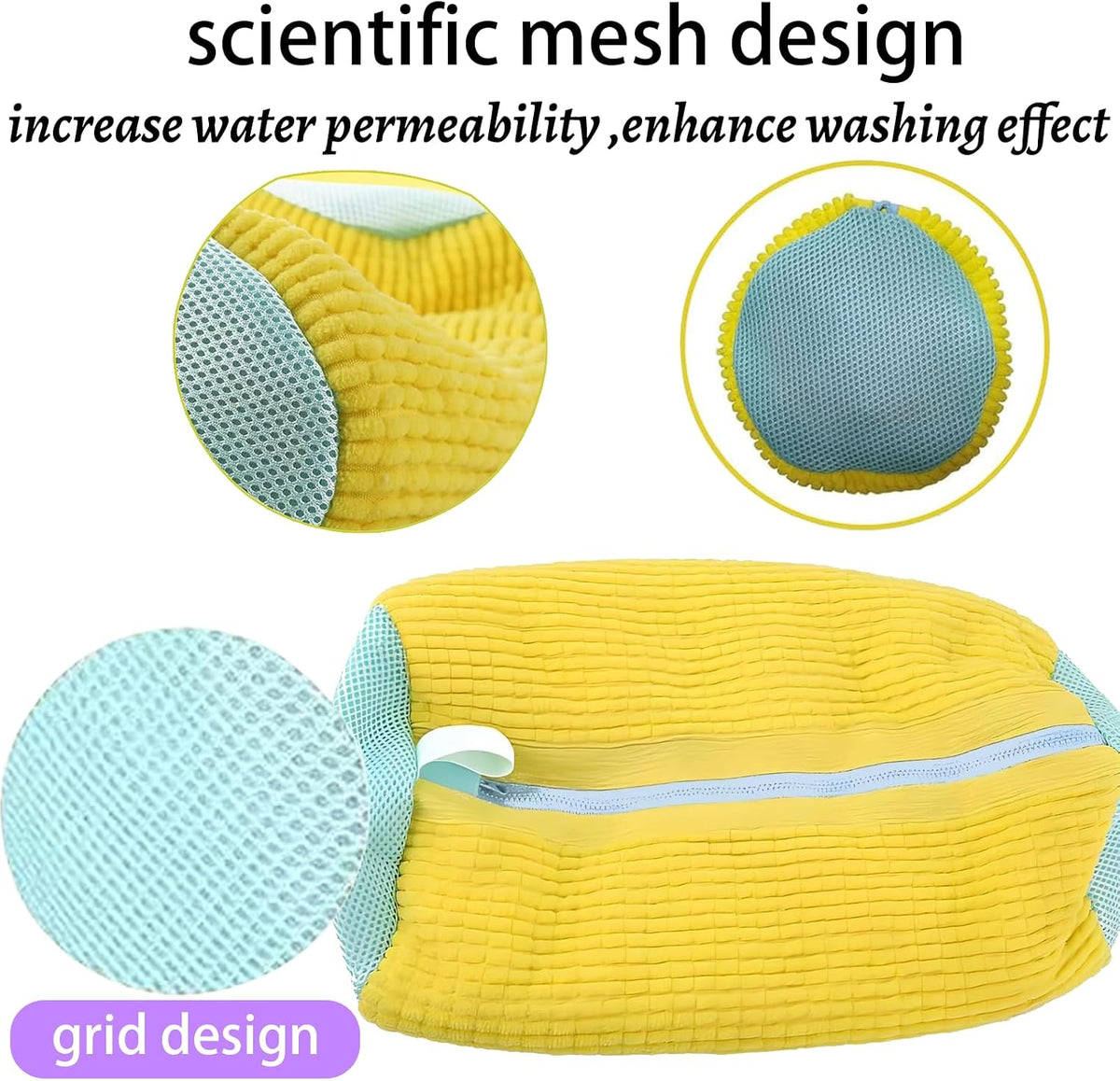 Shoe Washing Machine Bag,Shoe Laundry Bags for Sneakers, Reusable Shoe Cleaning Bag for All Shoe Sizes,Adjustable laundry bag for washing machine for 360°,2Pcs, Yellow