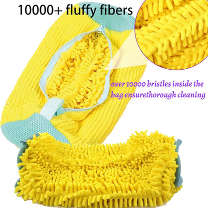 Shoe Washing Machine Bag,Shoe Laundry Bags for Sneakers, Reusable Shoe Cleaning Bag for All Shoe Sizes,Adjustable laundry bag for washing machine for 360°,2Pcs, Yellow
