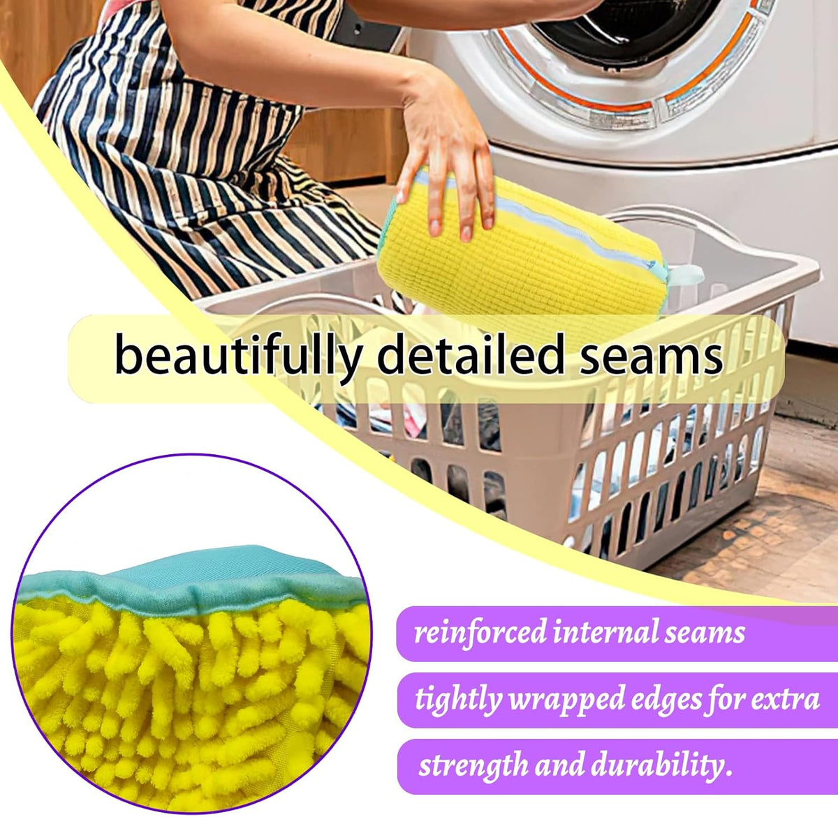 Shoe Washing Machine Bag,Shoe Laundry Bags for Sneakers, Reusable Shoe Cleaning Bag for All Shoe Sizes,Adjustable laundry bag for washing machine for 360°,2Pcs, Yellow