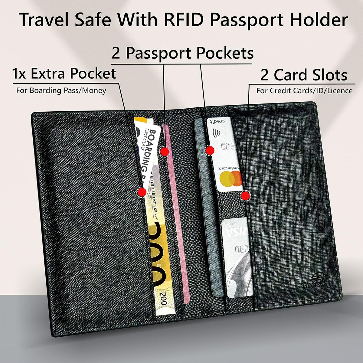 2 Passport Holder - Travel Essentials, RFID Blocking Wallet Credit Card Organiser, Plain Accessories Slim Cover For Men & Women | Travel Essentials