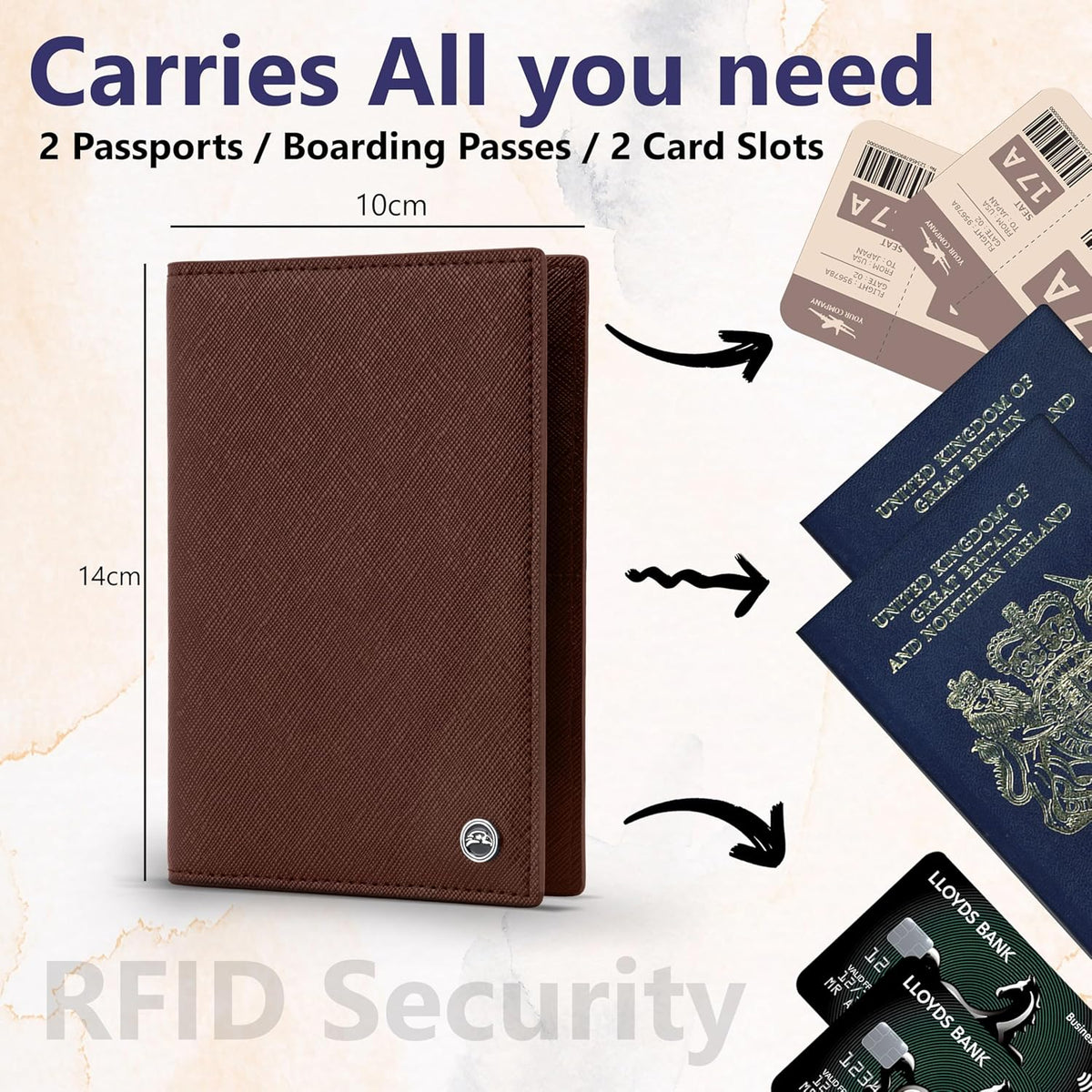 2 Passport Holder - Travel Essentials, RFID Blocking Wallet Credit Card Organiser, Plain Accessories Slim Cover For Men & Women | Travel Essentials