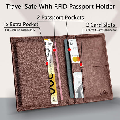 2 Passport Holder - Travel Essentials, RFID Blocking Wallet Credit Card Organiser, Plain Accessories Slim Cover For Men & Women | Travel Essentials