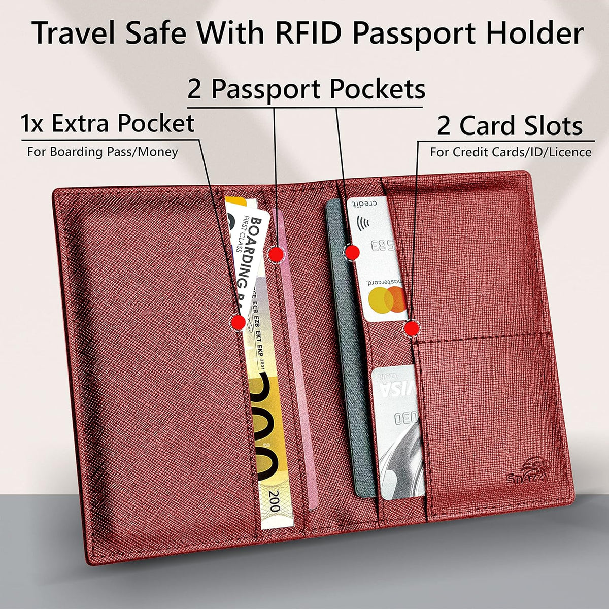 2 Passport Holder - Travel Essentials, RFID Blocking Wallet Credit Card Organiser, Plain Accessories Slim Cover For Men & Women | Travel Essentials