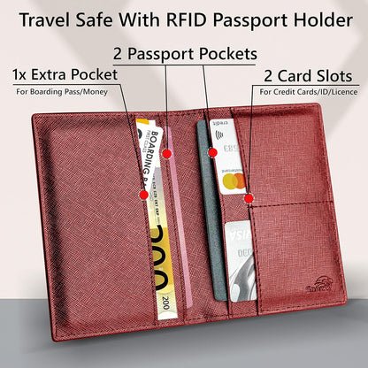 2 Passport Holder - Travel Essentials, RFID Blocking Wallet Credit Card Organiser, Plain Accessories Slim Cover For Men & Women | Travel Essentials