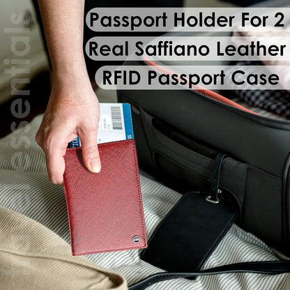 2 Passport Holder - Travel Essentials, RFID Blocking Wallet Credit Card Organiser, Plain Accessories Slim Cover For Men & Women | Travel Essentials
