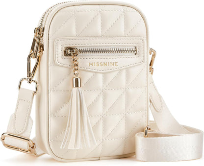 Small Crossbody Bags for Women RFID Cell Phone Purses Quilted Trendy Shoulder Purses with Wide Adjustable Strap