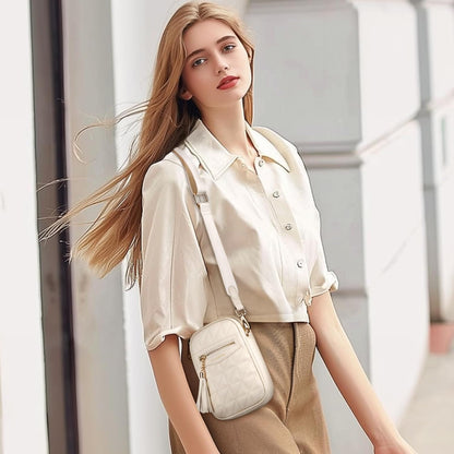 Small Crossbody Bags for Women RFID Cell Phone Purses Quilted Trendy Shoulder Purses with Wide Adjustable Strap