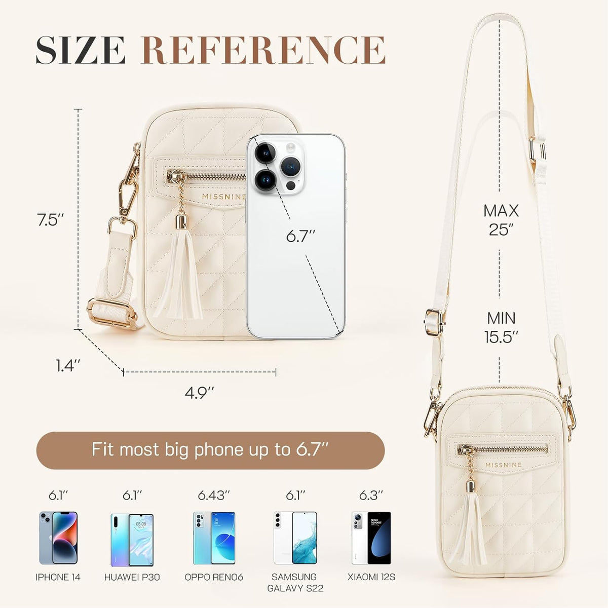 Small Crossbody Bags for Women RFID Cell Phone Purses Quilted Trendy Shoulder Purses with Wide Adjustable Strap