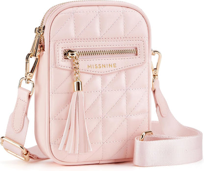 Small Crossbody Bags for Women RFID Cell Phone Purses Quilted Trendy Shoulder Purses with Wide Adjustable Strap