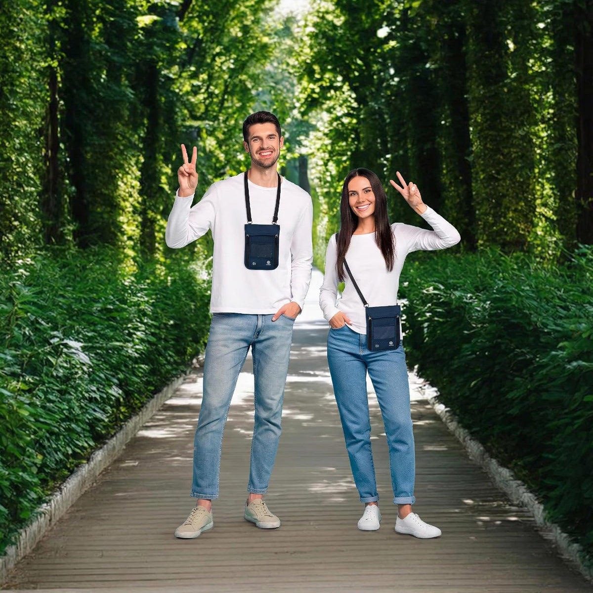 Travel Neck Wallet – Travel pouch and RFID Blocking Passport Holder for Women and Men - Slim Travel Wallet to Keep Your Cash, Passport, Credit Cards Safe. (Moss Grey)