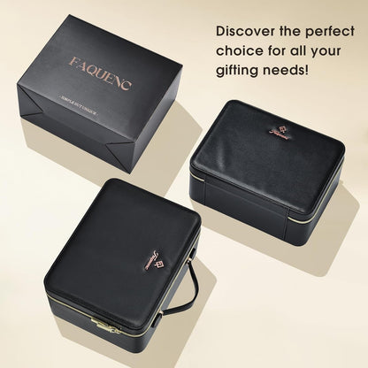 Leather Makeup Case with LED Lighted Mirror 11.4 Inch Travel Makeup Bag Adjustable Brightness in 3 Colors Cosmetic Organizer Artist Storage Bag with Dividers Brush Holder Bag Vanity White