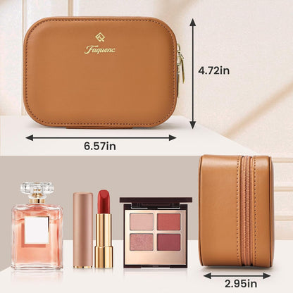 Leather Makeup Case with LED Lighted Mirror 11.4 Inch Travel Makeup Bag Adjustable Brightness in 3 Colors Cosmetic Organizer Artist Storage Bag with Dividers Brush Holder Bag Vanity White