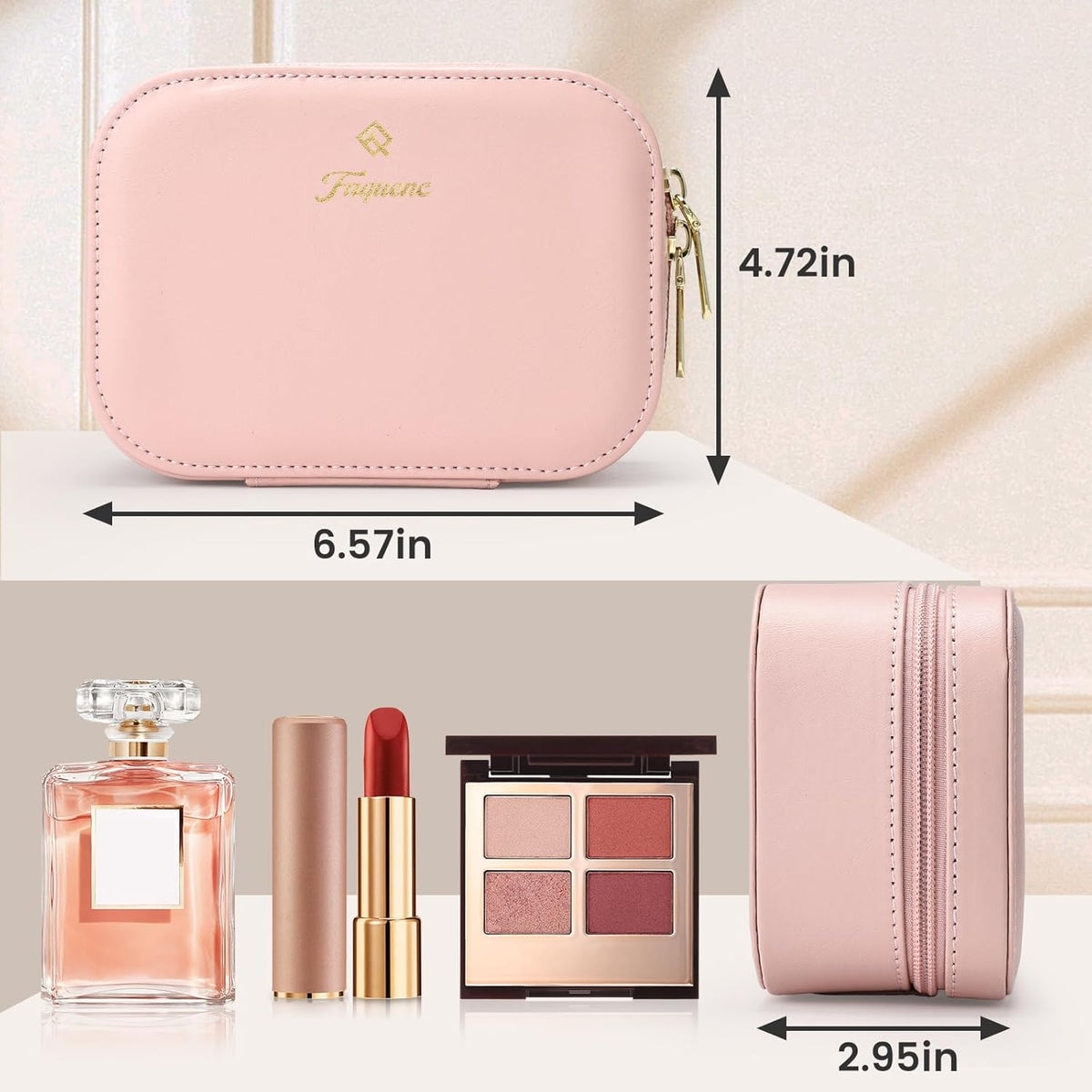 Leather Makeup Case with LED Lighted Mirror 11.4 Inch Travel Makeup Bag Adjustable Brightness in 3 Colors Cosmetic Organizer Artist Storage Bag with Dividers Brush Holder Bag Vanity White