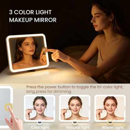 Leather Makeup Case with LED Lighted Mirror 11.4 Inch Travel Makeup Bag Adjustable Brightness in 3 Colors Cosmetic Organizer Artist Storage Bag with Dividers Brush Holder Bag Vanity White