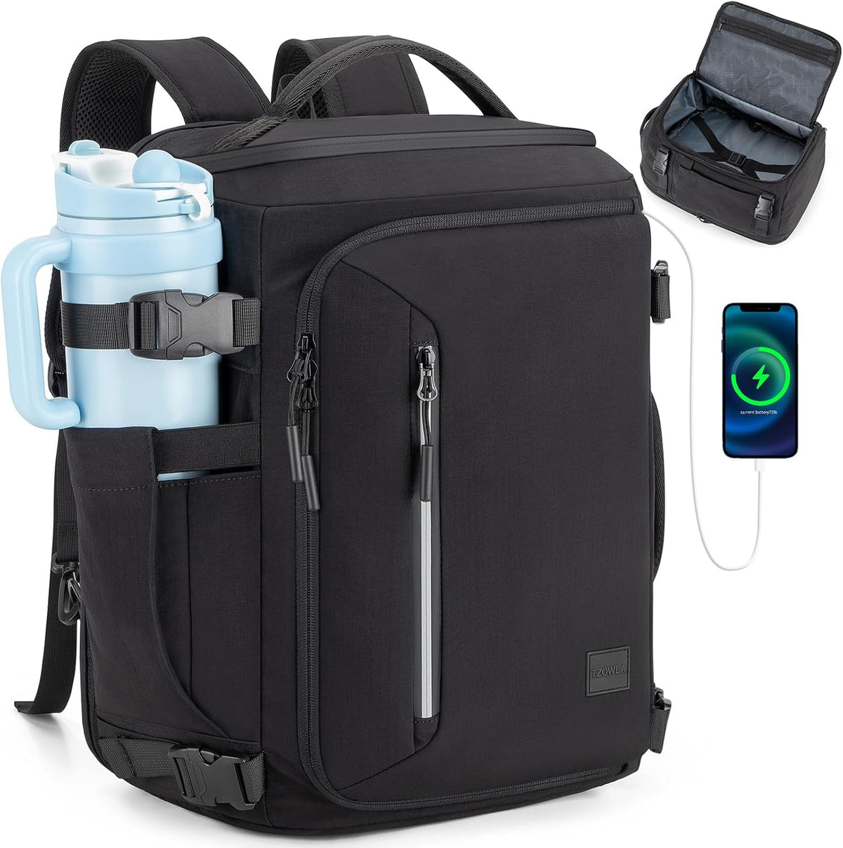 Travel Laptop Backpack Carry On Flight Approved with Large Cup Holder Pocket,Personal Item Expandable Backpacks for Men and Women,Business Weekender Bags Fit 17.3 Inch Computer/Notebook