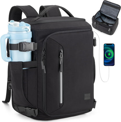 Travel Laptop Backpack Carry On Flight Approved with Large Cup Holder Pocket,Personal Item Expandable Backpacks for Men and Women,Business Weekender Bags Fit 17.3 Inch Computer/Notebook