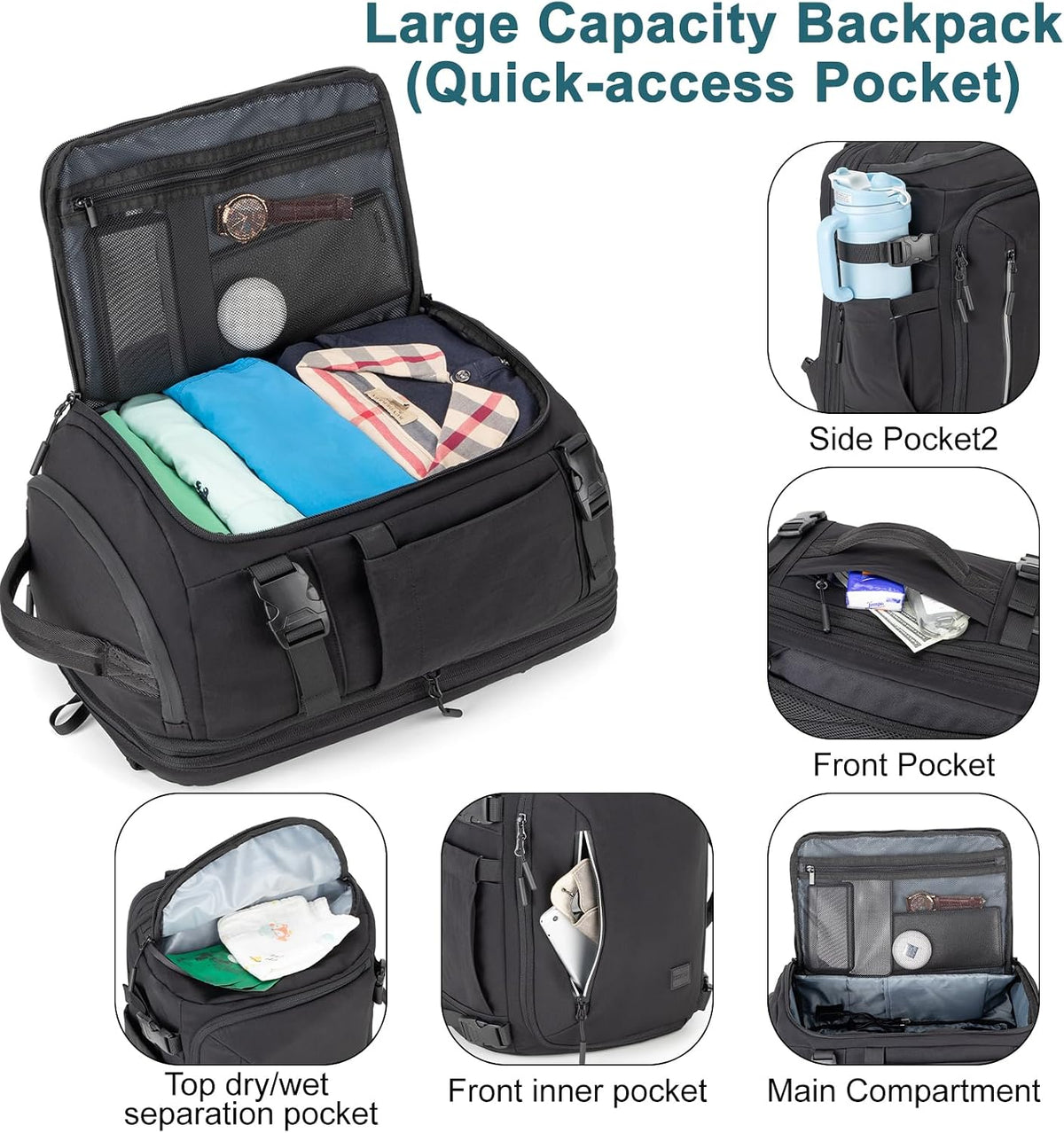 Travel Laptop Backpack Carry On Flight Approved with Large Cup Holder Pocket,Personal Item Expandable Backpacks for Men and Women,Business Weekender Bags Fit 17.3 Inch Computer/Notebook