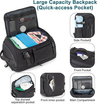 Travel Laptop Backpack Carry On Flight Approved with Large Cup Holder Pocket,Personal Item Expandable Backpacks for Men and Women,Business Weekender Bags Fit 17.3 Inch Computer/Notebook