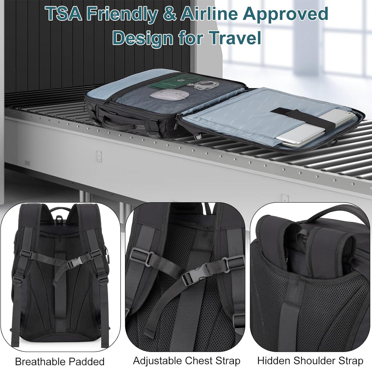 Travel Laptop Backpack Carry On Flight Approved with Large Cup Holder Pocket,Personal Item Expandable Backpacks for Men and Women,Business Weekender Bags Fit 17.3 Inch Computer/Notebook