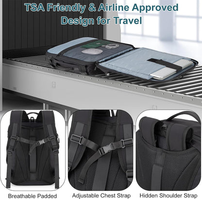 Travel Laptop Backpack Carry On Flight Approved with Large Cup Holder Pocket,Personal Item Expandable Backpacks for Men and Women,Business Weekender Bags Fit 17.3 Inch Computer/Notebook