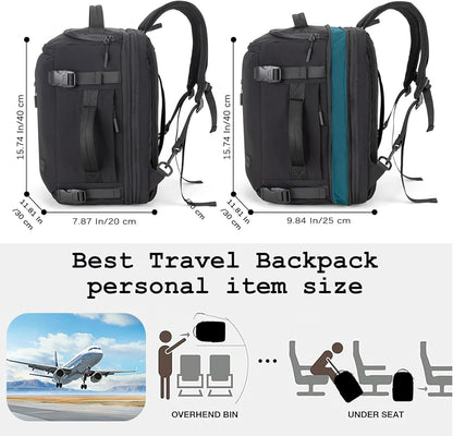 Travel Laptop Backpack Carry On Flight Approved with Large Cup Holder Pocket,Personal Item Expandable Backpacks for Men and Women,Business Weekender Bags Fit 17.3 Inch Computer/Notebook