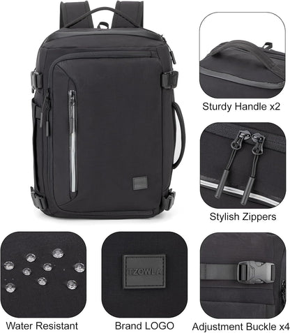 Travel Laptop Backpack Carry On Flight Approved with Large Cup Holder Pocket,Personal Item Expandable Backpacks for Men and Women,Business Weekender Bags Fit 17.3 Inch Computer/Notebook