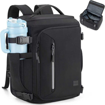 Travel Laptop Backpack Carry On Flight Approved with Large Cup Holder Pocket,Personal Item Expandable Backpacks for Men and Women,Business Weekender Bags Fit 17.3 Inch Computer/Notebook