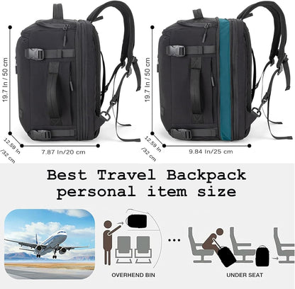 Travel Laptop Backpack Carry On Flight Approved with Large Cup Holder Pocket,Personal Item Expandable Backpacks for Men and Women,Business Weekender Bags Fit 17.3 Inch Computer/Notebook