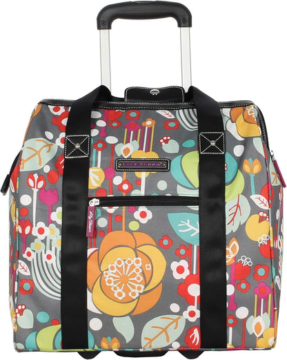 Designer Under the Seat Tote Cabin Luggage Collection - 15 Inch Patterned Carry on Bag For Women - Lightweight Suitcase with 2 Rolling Wheels (Wildwoods)