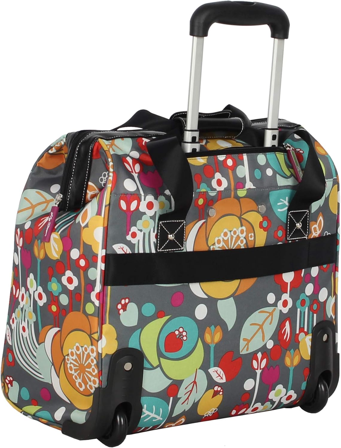 Designer Under the Seat Tote Cabin Luggage Collection - 15 Inch Patterned Carry on Bag For Women - Lightweight Suitcase with 2 Rolling Wheels (Wildwoods)