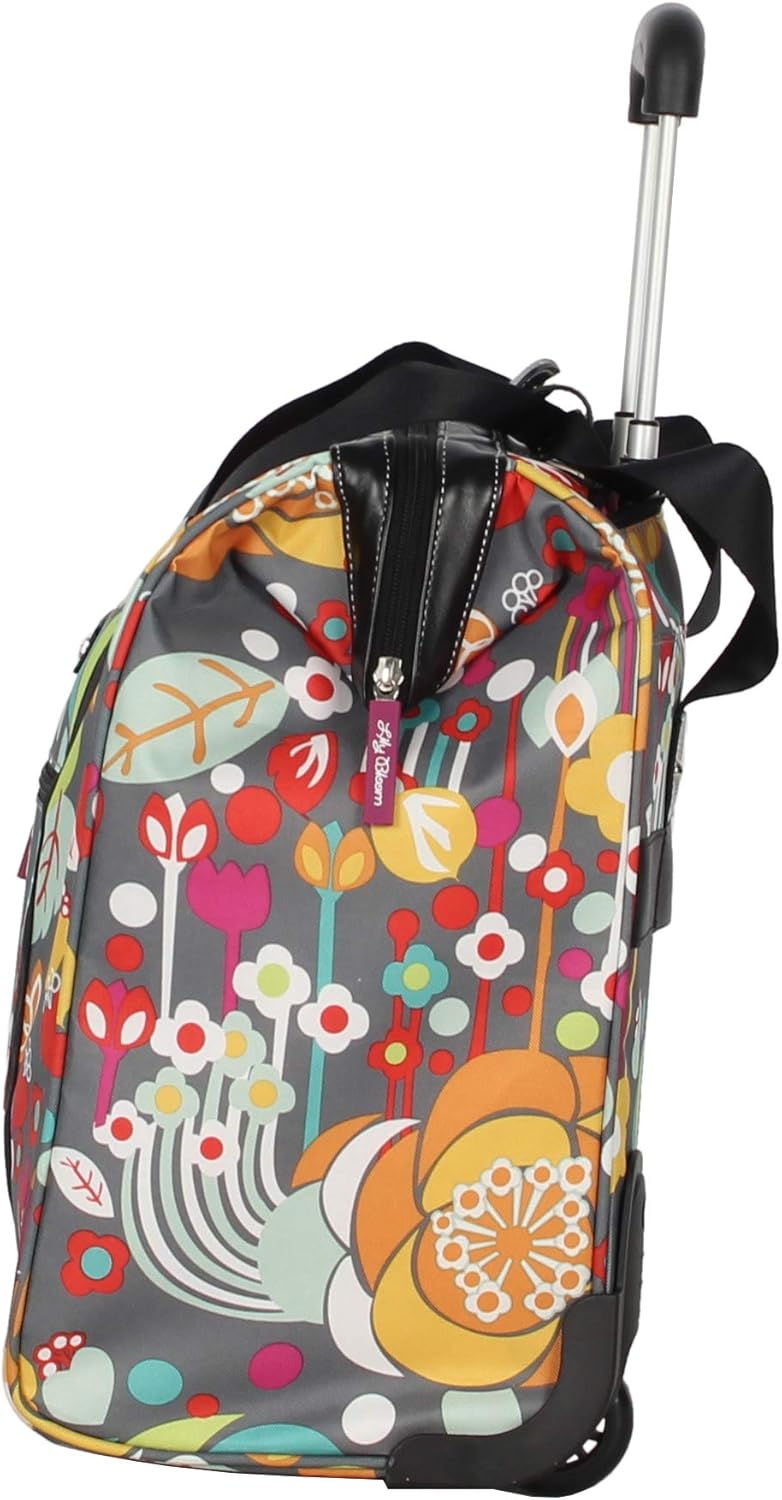 Designer Under the Seat Tote Cabin Luggage Collection - 15 Inch Patterned Carry on Bag For Women - Lightweight Suitcase with 2 Rolling Wheels (Wildwoods)