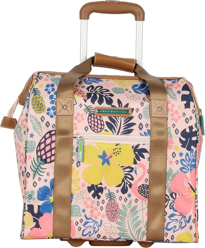 Designer Under the Seat Tote Cabin Luggage Collection - 15 Inch Patterned Carry on Bag For Women - Lightweight Suitcase with 2 Rolling Wheels (Wildwoods)