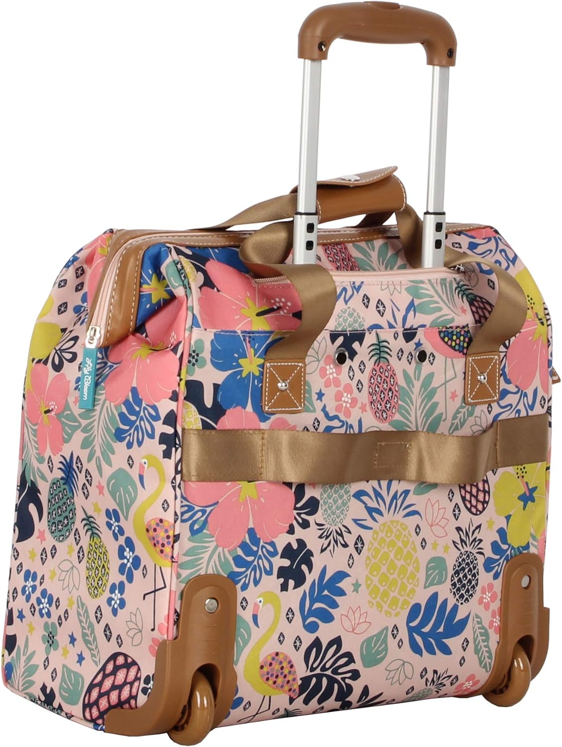 Designer Under the Seat Tote Cabin Luggage Collection - 15 Inch Patterned Carry on Bag For Women - Lightweight Suitcase with 2 Rolling Wheels (Wildwoods)