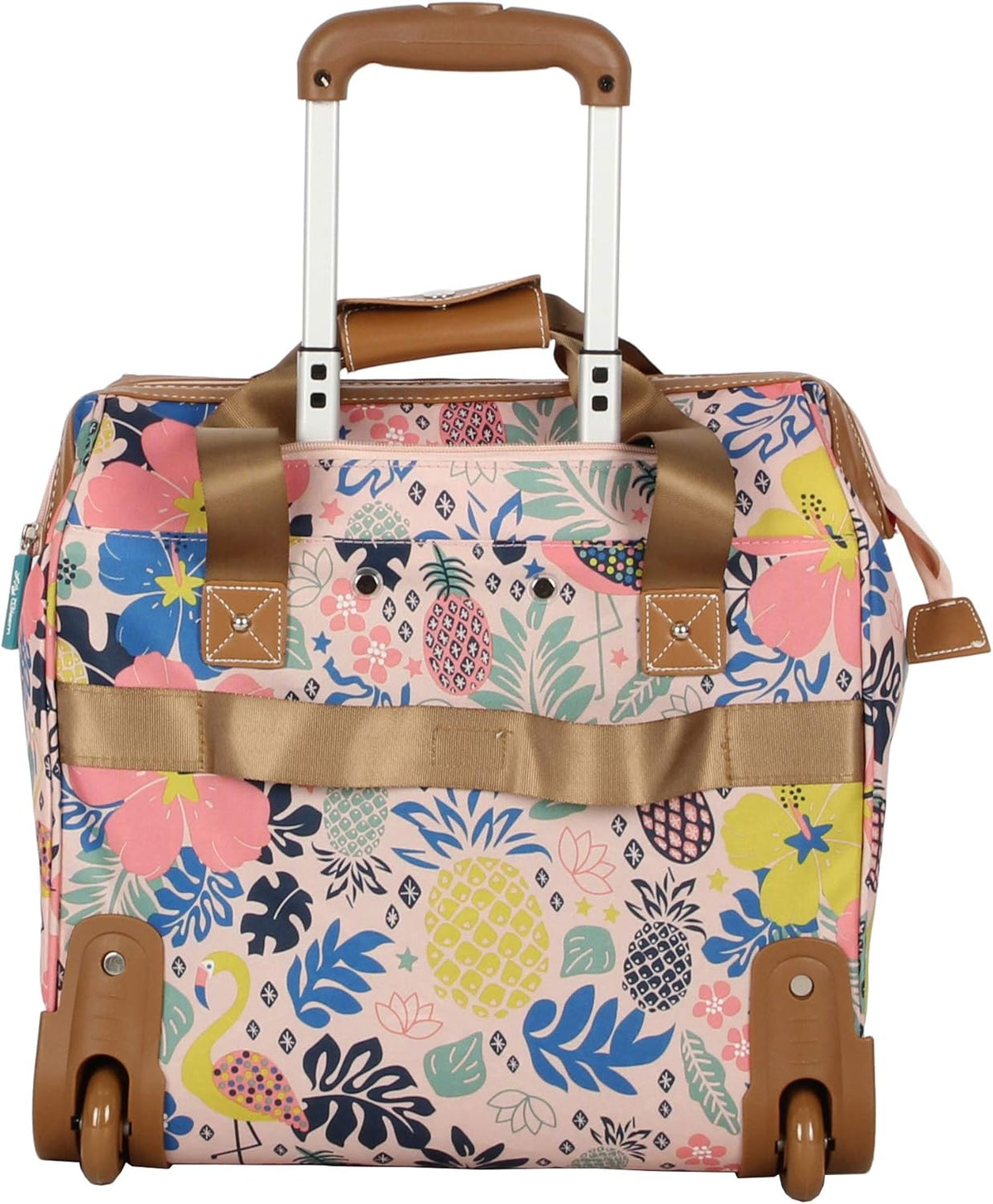 Designer Under the Seat Tote Cabin Luggage Collection - 15 Inch Patterned Carry on Bag For Women - Lightweight Suitcase with 2 Rolling Wheels (Wildwoods)