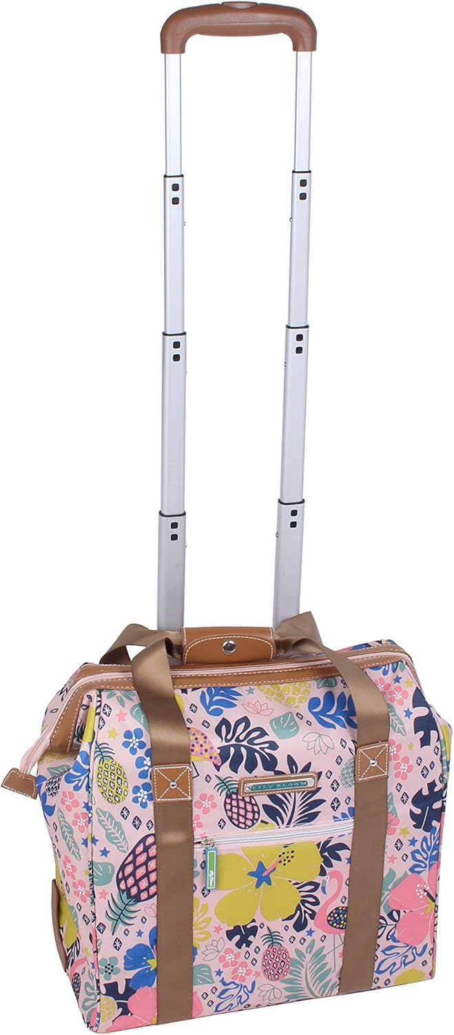 Designer Under the Seat Tote Cabin Luggage Collection - 15 Inch Patterned Carry on Bag For Women - Lightweight Suitcase with 2 Rolling Wheels (Wildwoods)