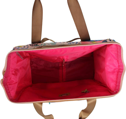 Designer Under the Seat Tote Cabin Luggage Collection - 15 Inch Patterned Carry on Bag For Women - Lightweight Suitcase with 2 Rolling Wheels (Wildwoods)