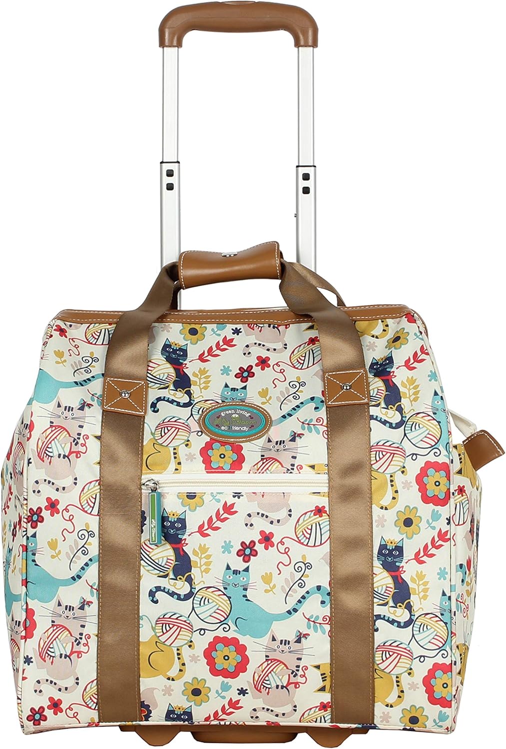 Designer Under the Seat Tote Cabin Luggage Collection - 15 Inch Patterned Carry on Bag For Women - Lightweight Suitcase with 2 Rolling Wheels (Wildwoods)