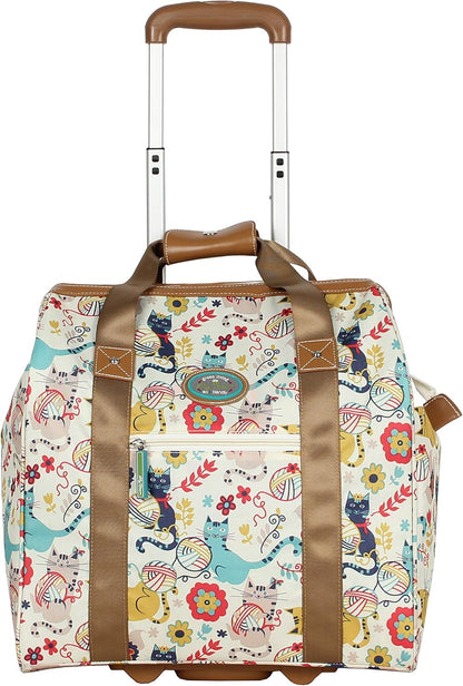 Designer Under the Seat Tote Cabin Luggage Collection - 15 Inch Patterned Carry on Bag For Women - Lightweight Suitcase with 2 Rolling Wheels (Wildwoods)