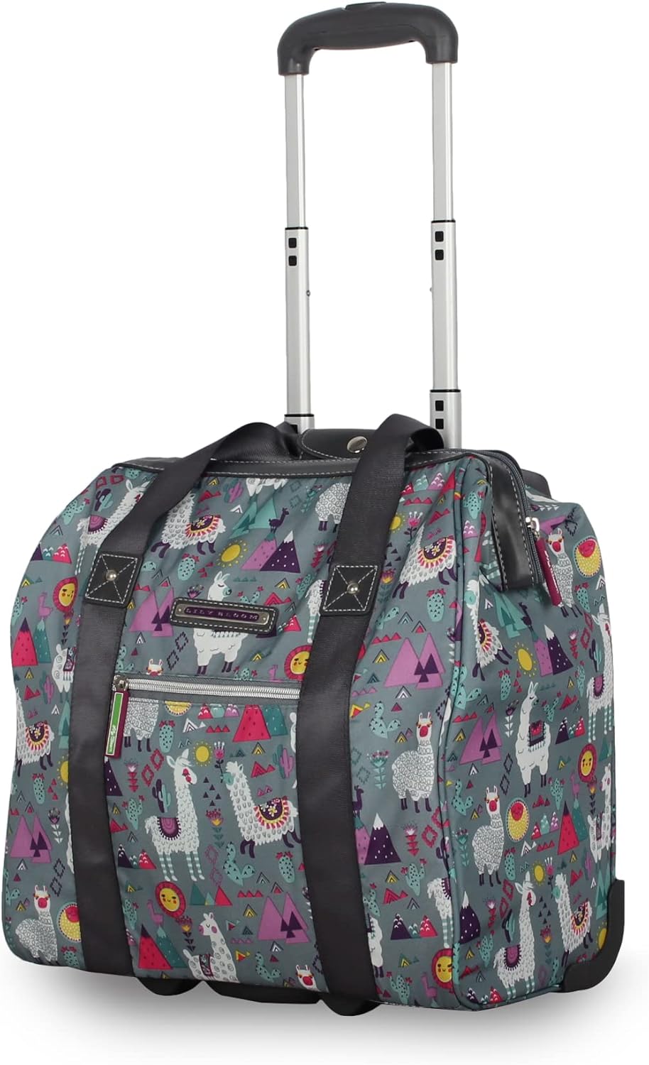 Designer Under the Seat Tote Cabin Luggage Collection - 15 Inch Patterned Carry on Bag For Women - Lightweight Suitcase with 2 Rolling Wheels (Wildwoods)