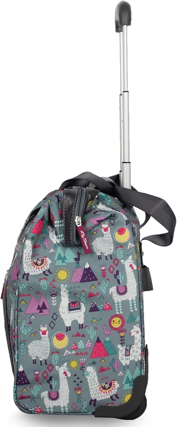 Designer Under the Seat Tote Cabin Luggage Collection - 15 Inch Patterned Carry on Bag For Women - Lightweight Suitcase with 2 Rolling Wheels (Wildwoods)