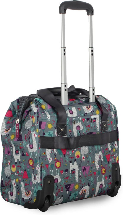 Designer Under the Seat Tote Cabin Luggage Collection - 15 Inch Patterned Carry on Bag For Women - Lightweight Suitcase with 2 Rolling Wheels (Wildwoods)