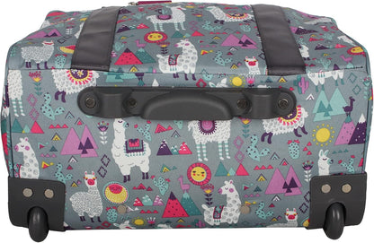 Designer Under the Seat Tote Cabin Luggage Collection - 15 Inch Patterned Carry on Bag For Women - Lightweight Suitcase with 2 Rolling Wheels (Wildwoods)