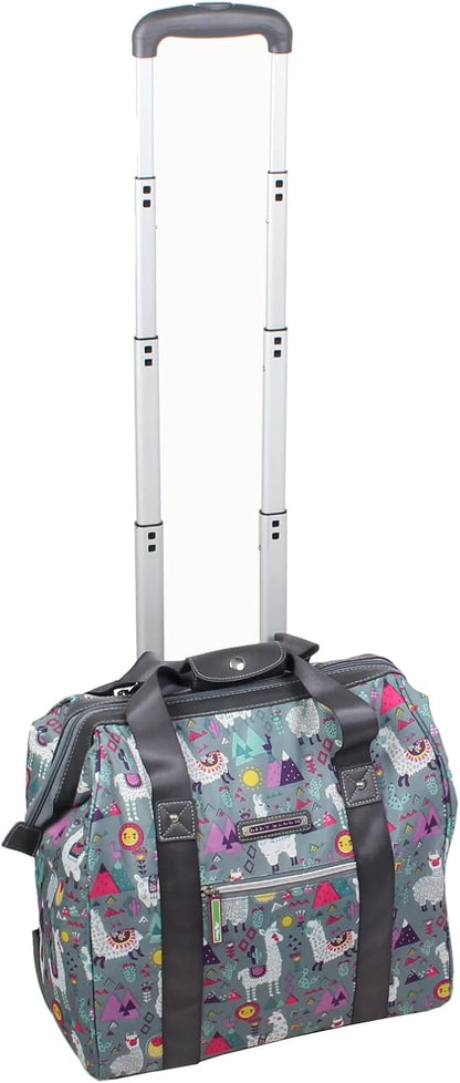 Designer Under the Seat Tote Cabin Luggage Collection - 15 Inch Patterned Carry on Bag For Women - Lightweight Suitcase with 2 Rolling Wheels (Wildwoods)