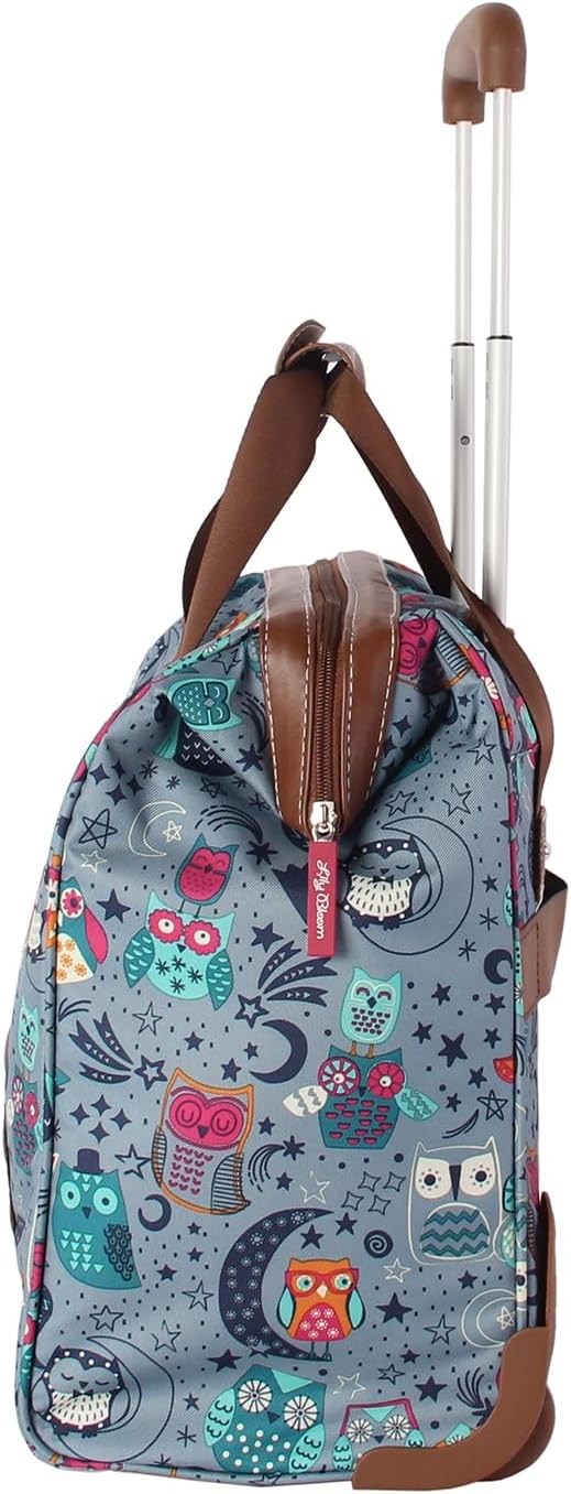 Designer Under the Seat Tote Cabin Luggage Collection - 15 Inch Patterned Carry on Bag For Women - Lightweight Suitcase with 2 Rolling Wheels (Wildwoods)