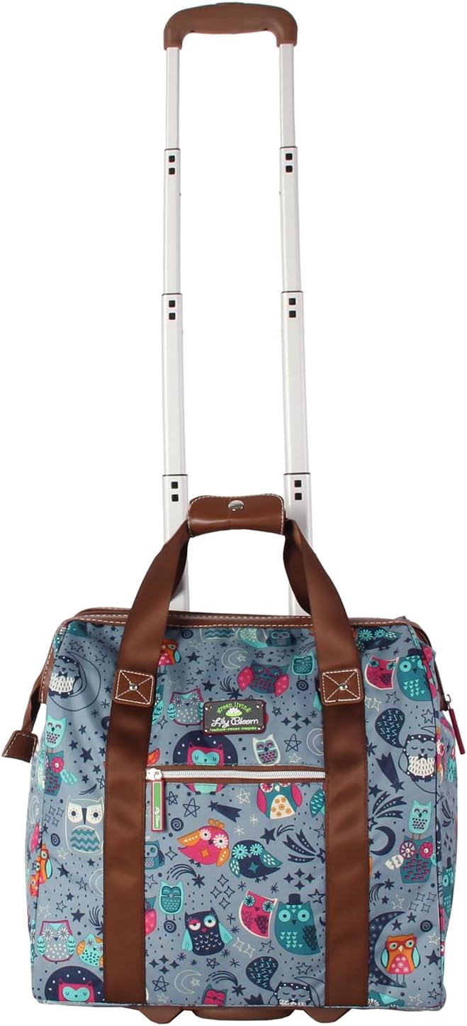 Designer Under the Seat Tote Cabin Luggage Collection - 15 Inch Patterned Carry on Bag For Women - Lightweight Suitcase with 2 Rolling Wheels (Wildwoods)