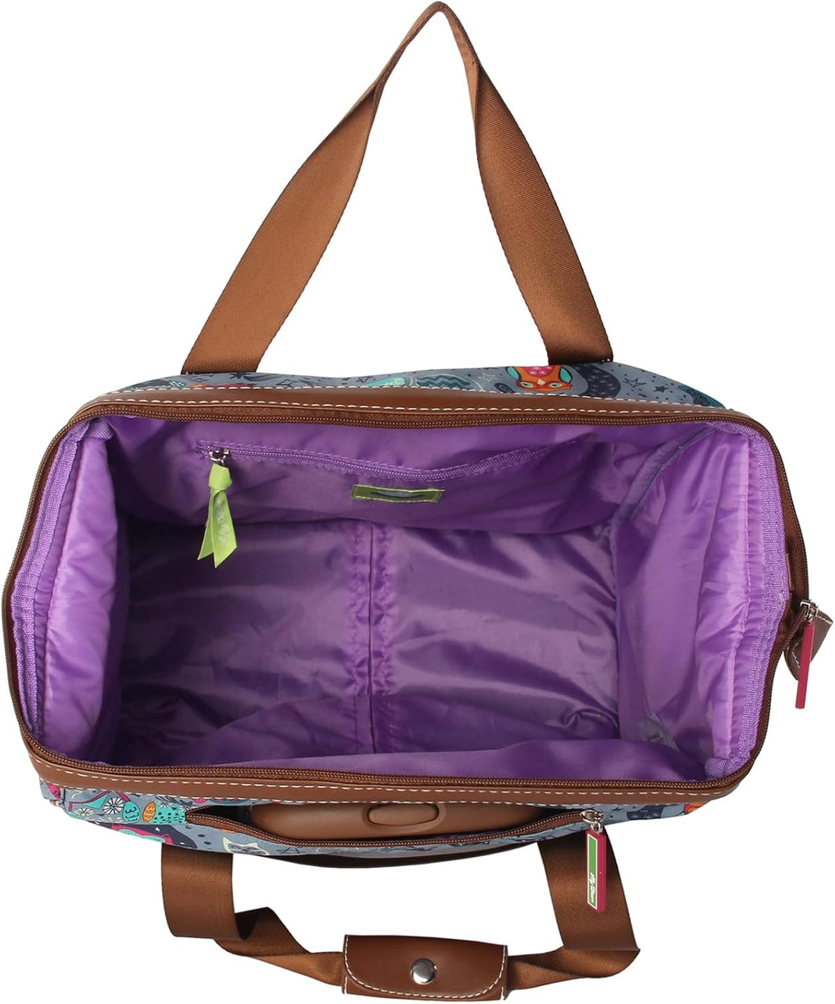 Designer Under the Seat Tote Cabin Luggage Collection - 15 Inch Patterned Carry on Bag For Women - Lightweight Suitcase with 2 Rolling Wheels (Wildwoods)