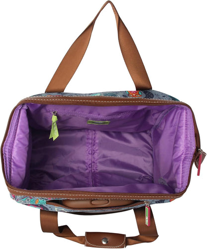 Designer Under the Seat Tote Cabin Luggage Collection - 15 Inch Patterned Carry on Bag For Women - Lightweight Suitcase with 2 Rolling Wheels (Wildwoods)