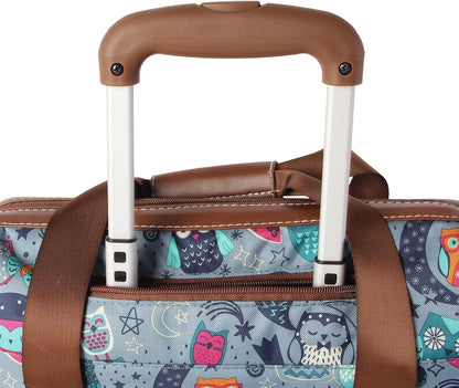 Designer Under the Seat Tote Cabin Luggage Collection - 15 Inch Patterned Carry on Bag For Women - Lightweight Suitcase with 2 Rolling Wheels (Wildwoods)