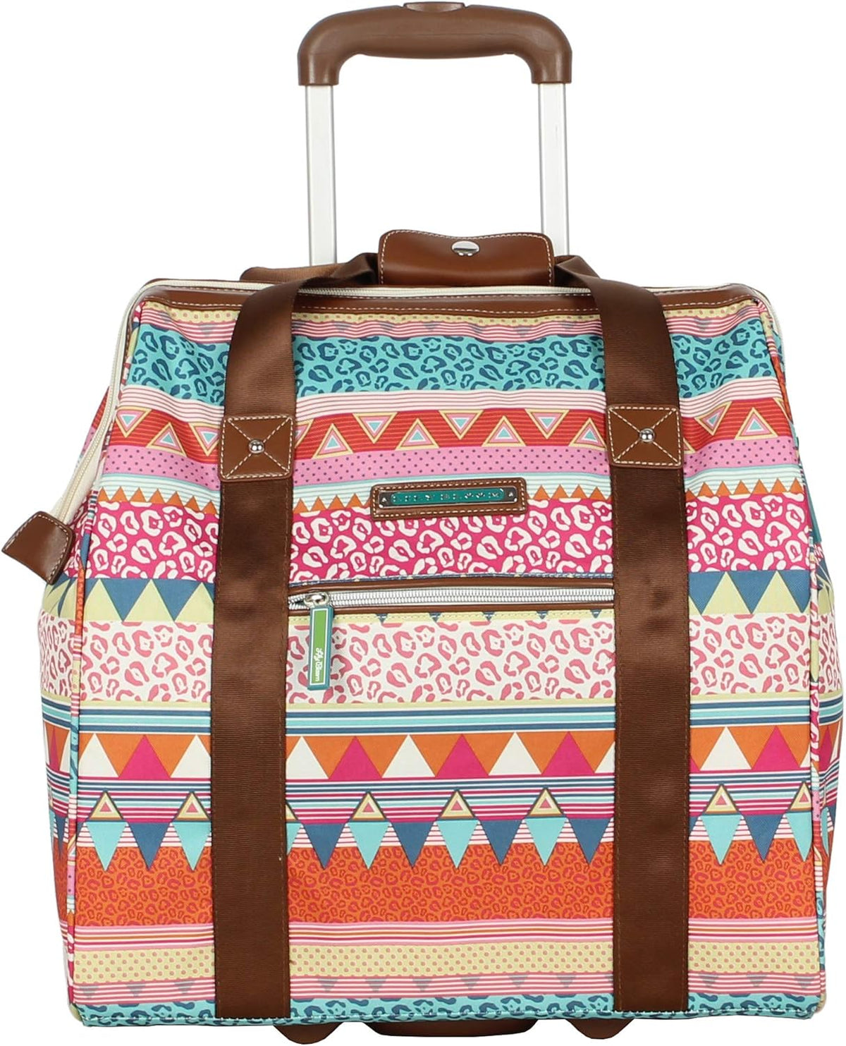 Designer Under the Seat Tote Cabin Luggage Collection - 15 Inch Patterned Carry on Bag For Women - Lightweight Suitcase with 2 Rolling Wheels (Wildwoods)
